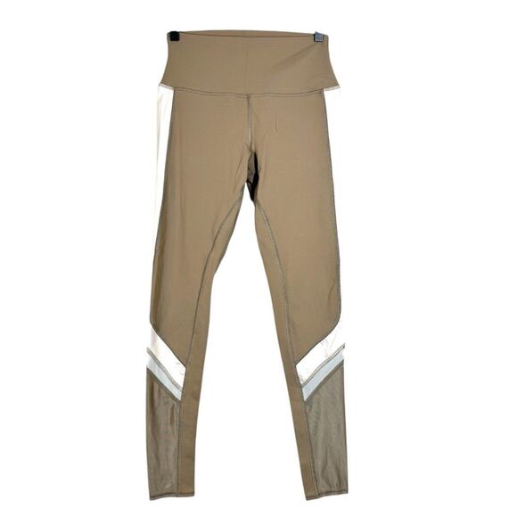 ALO Yoga Pants - Alo Yoga Elevate Long Length Brown Tan Leggings High Rise Mesh Panel Size Medium